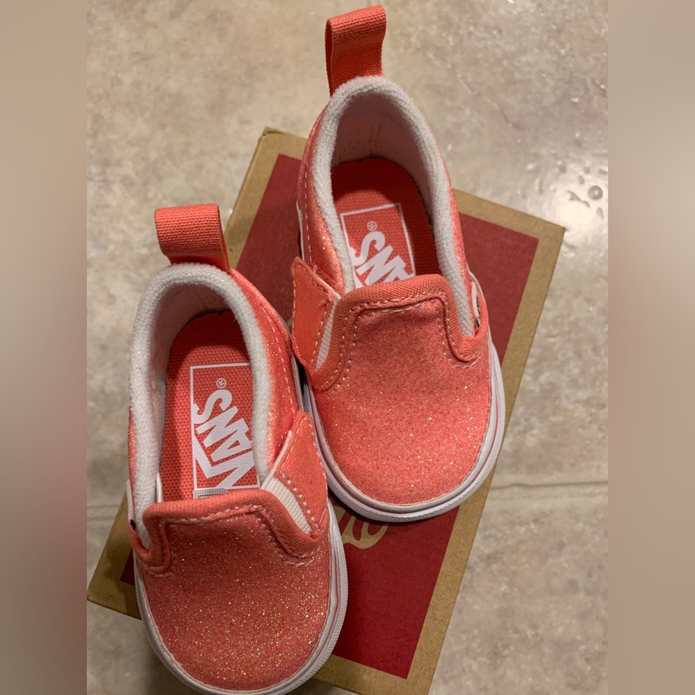 Vans Baby Girl Pink Glitter Slip On Shoes Size 2 NIB! - Picture 4 of 7